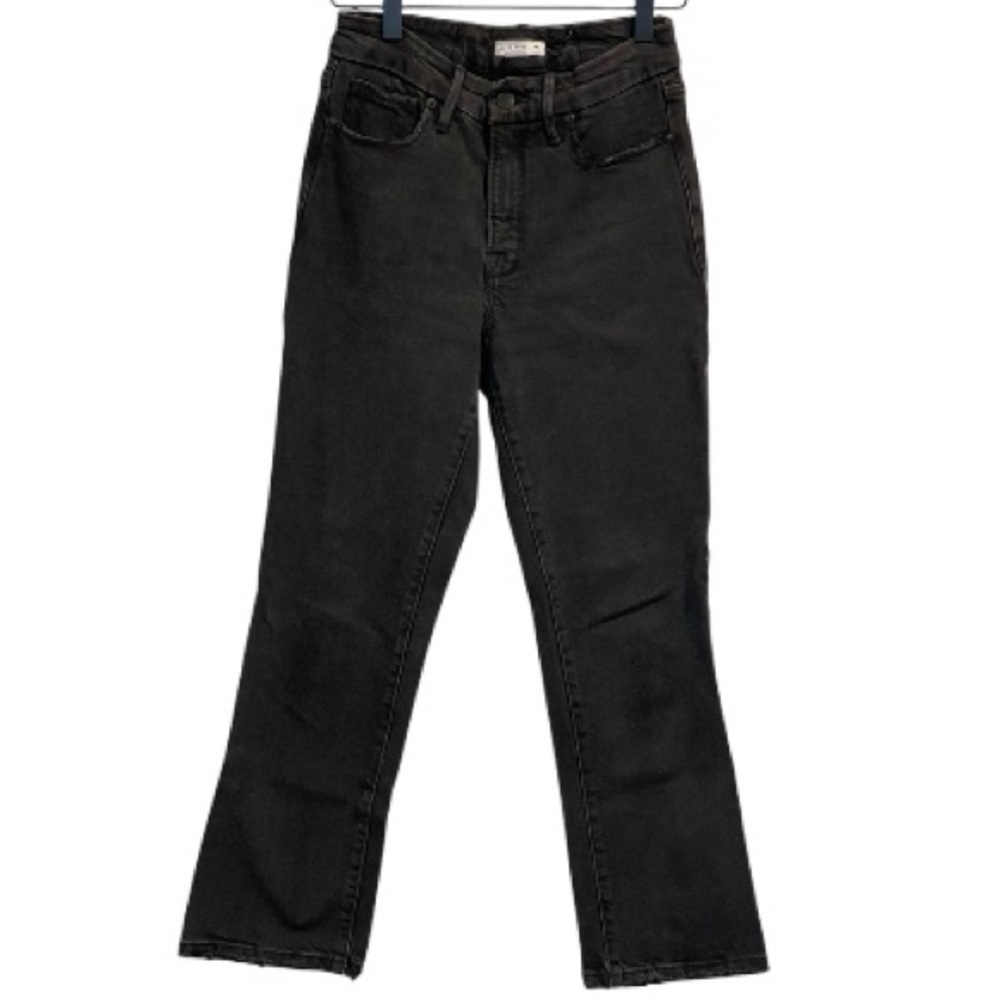 Good American Soft Tech Black Straight Leg Jeans, Good Petite Size 0, Mid-Rise - Picture 2 of 16